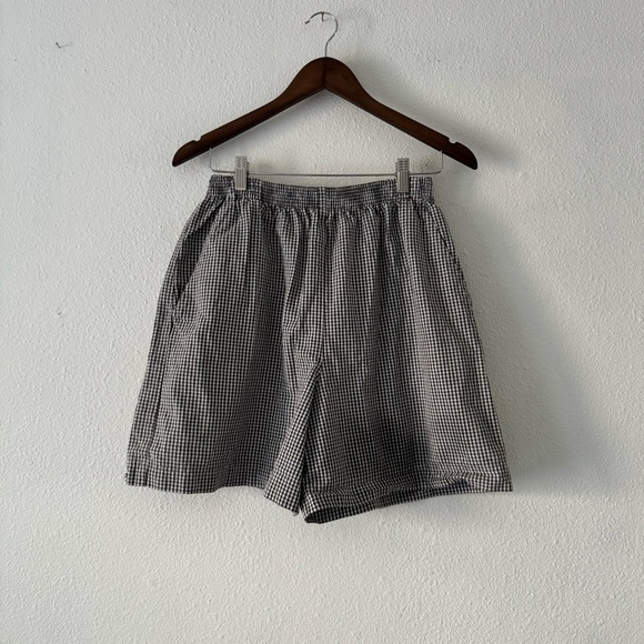 Gingham Pull On Shorts M/L High Waisted Stretch Coastal Grandma Jantzen Vintage - Picture 12 of 12